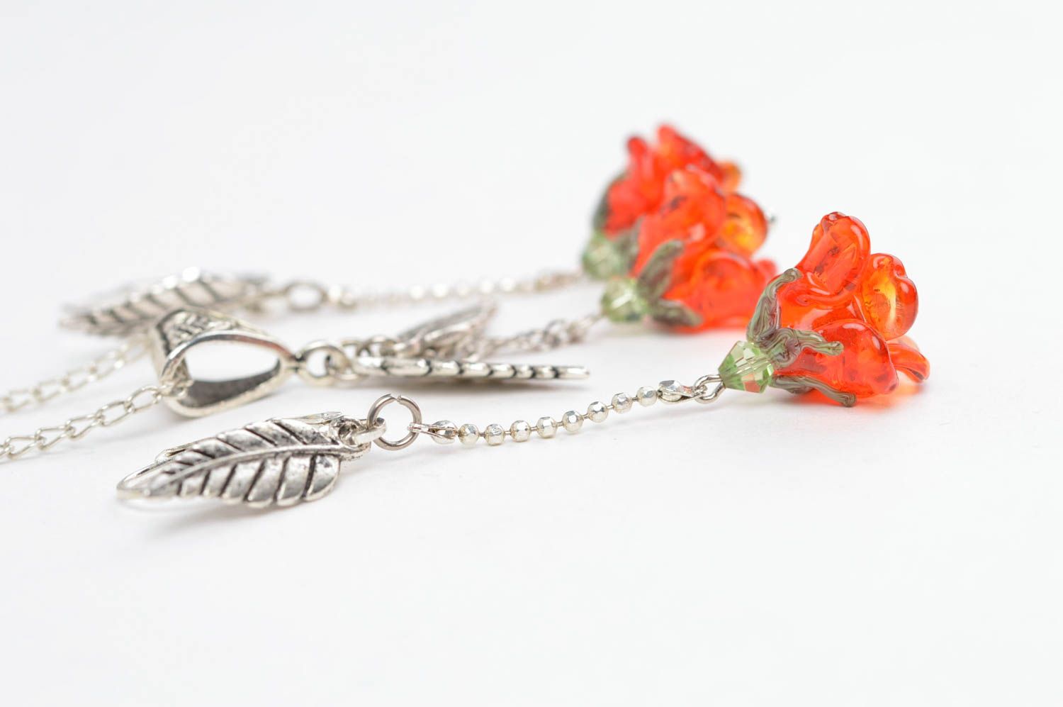 Long earrings stylish pendant flower jewelry set handmade accessories gift photo 4