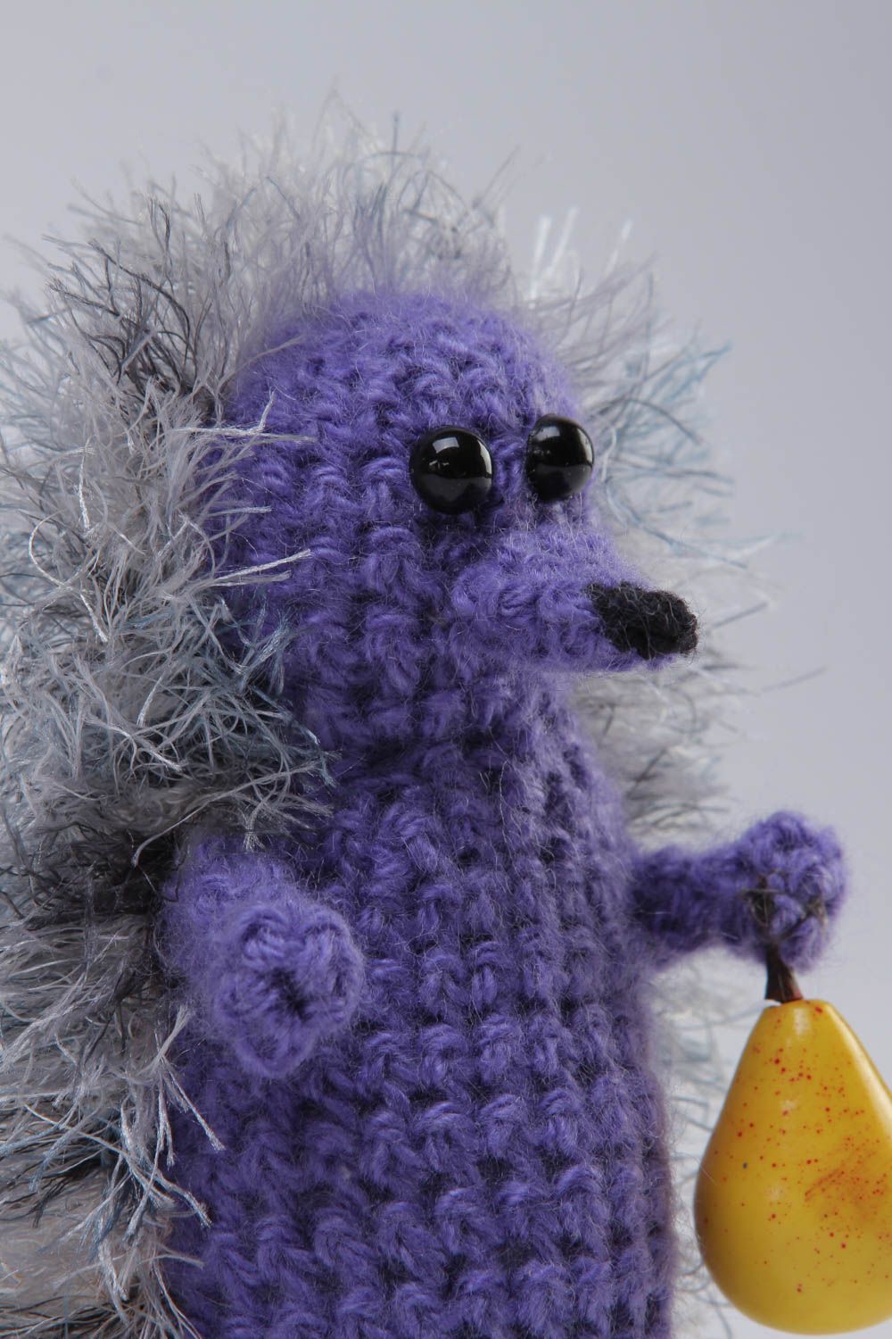 Peluche hérisson faite main Jouet tricoté au crochet violet Cadeau enfant photo 3