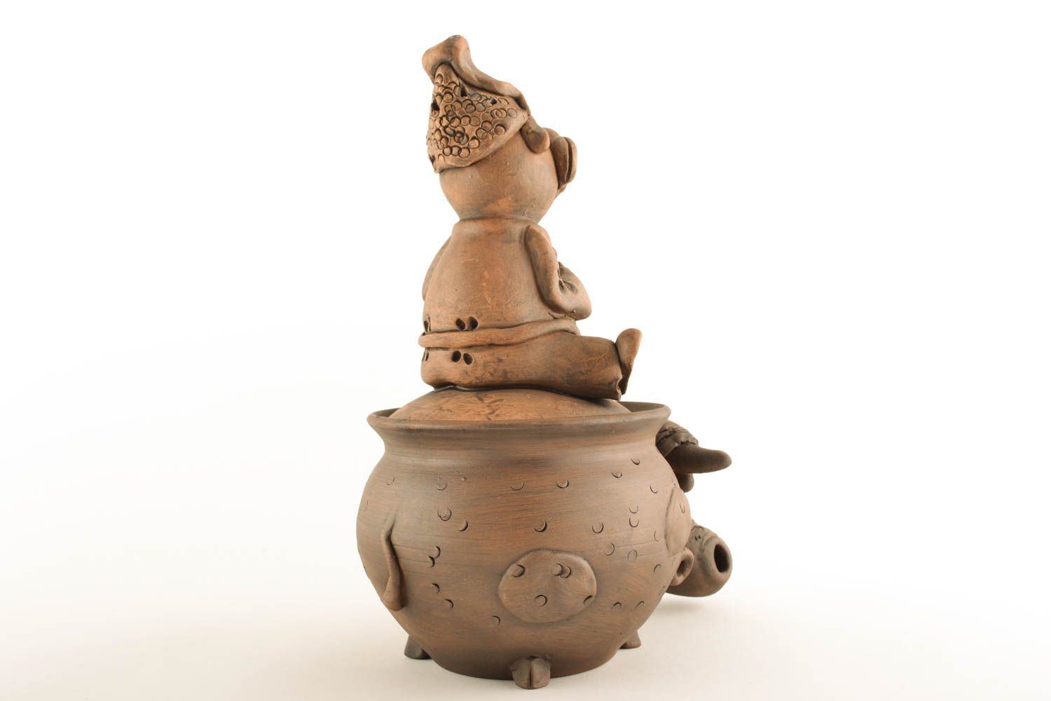Ceramic sugar bowl with a Cossack figurine photo 3