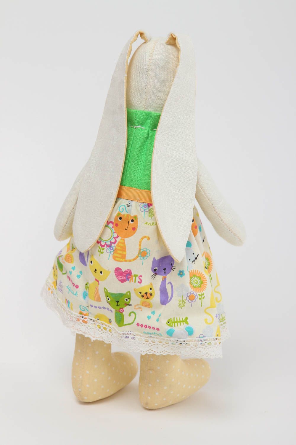 Handmade designer soft toy unusual textile toy bright rabbit for girls photo 4