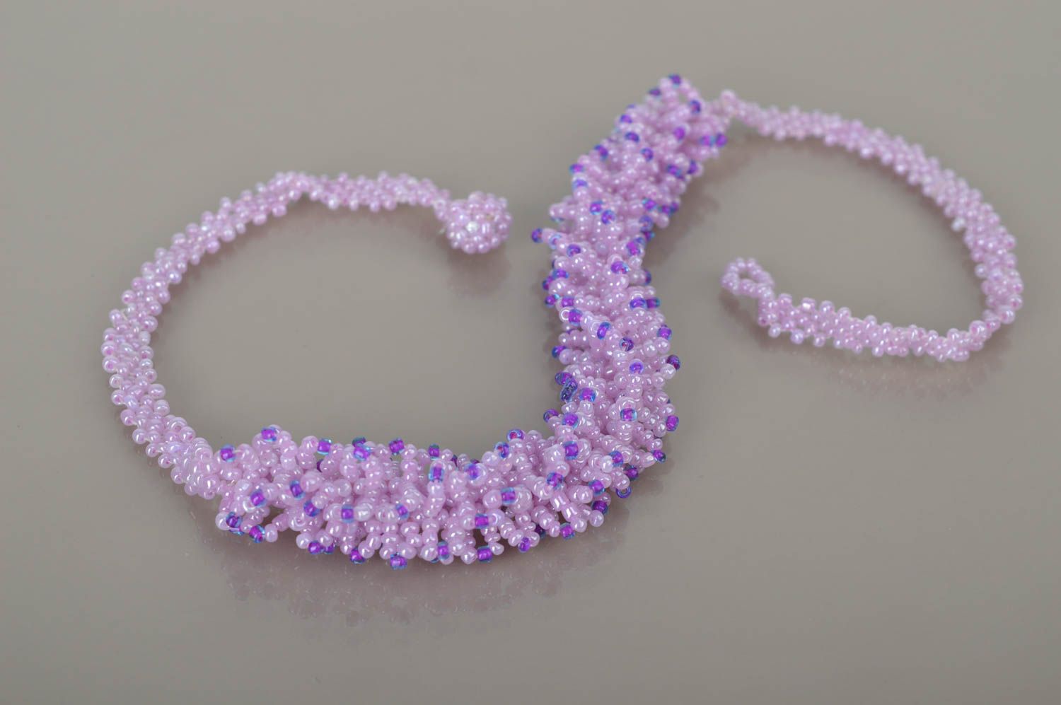 Handmade Rocailles Kette violetter Designer Schmuck Accessoire für Frauen zart foto 4