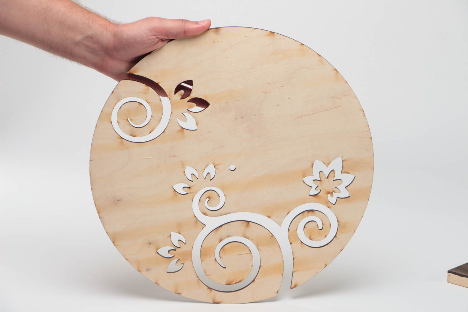 Plaque en bois brut ronde pour horloge faite main serviettage décoration photo 5