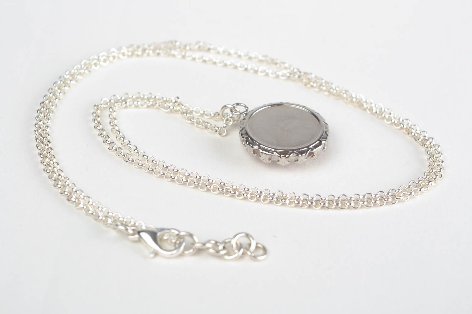 Handmade designer round pendant with glass on long chain Zodiac sign Sagittarius photo 5