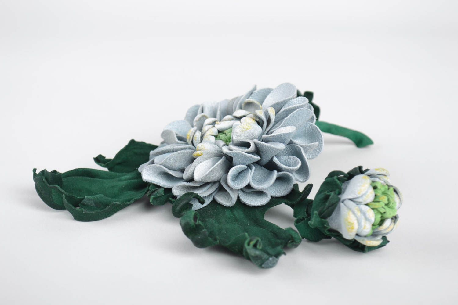 Handmade Große Brosche Blume aus Leder Schmuck für Frauen Designer Schmuck foto 3