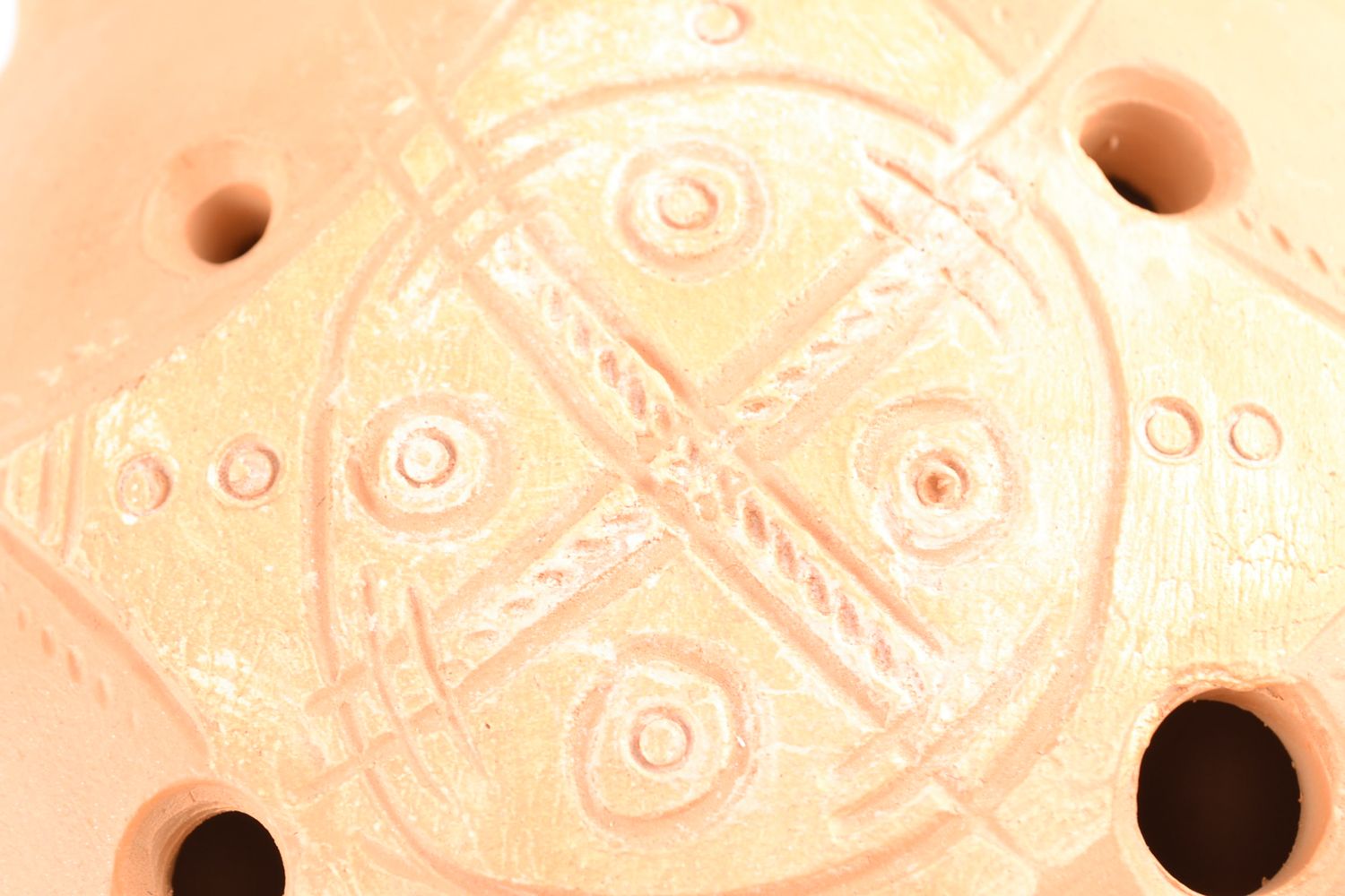 Ocarina en céramique cuit au lait fait main brun clair instrument pour enfant  photo 3