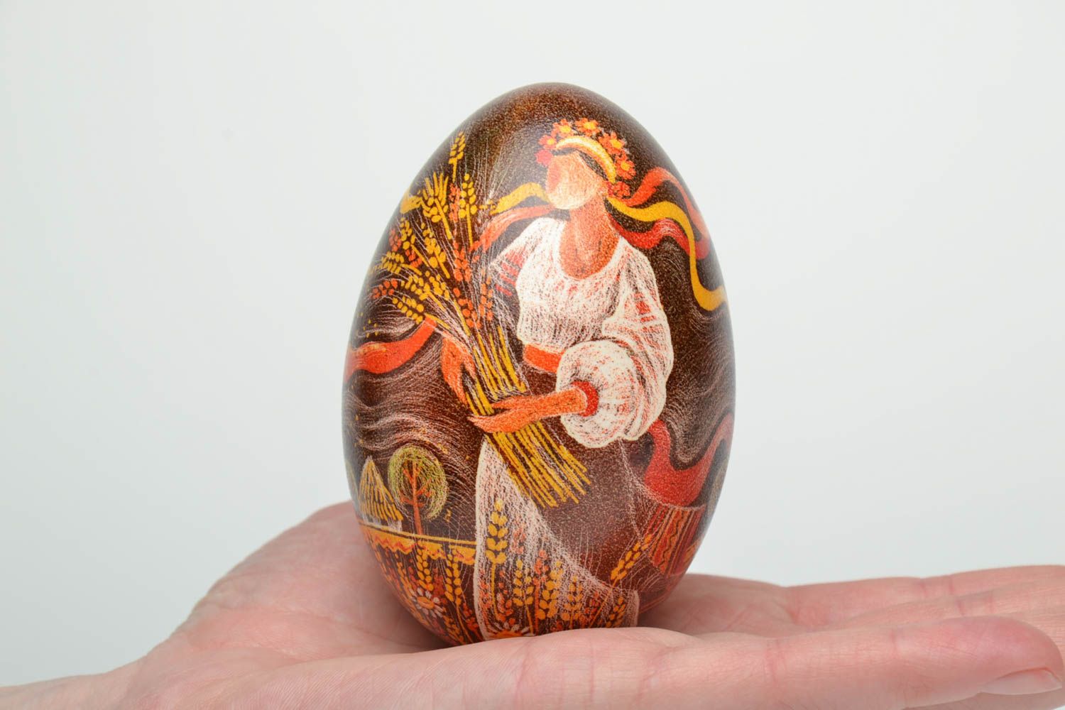 Handmade Easter egg with painting in Ukrainian style photo 5