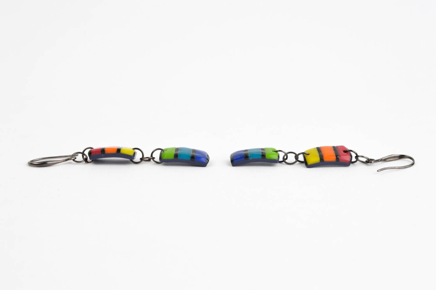 Модные серьги украшение ручной работы яркие серьги из пластики длинные фото 2