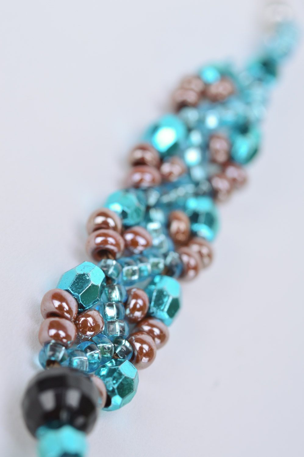 Schmuckset aus Glasperlen Ohrringe und Armband in Blau und Schwarz schön handmade foto 4