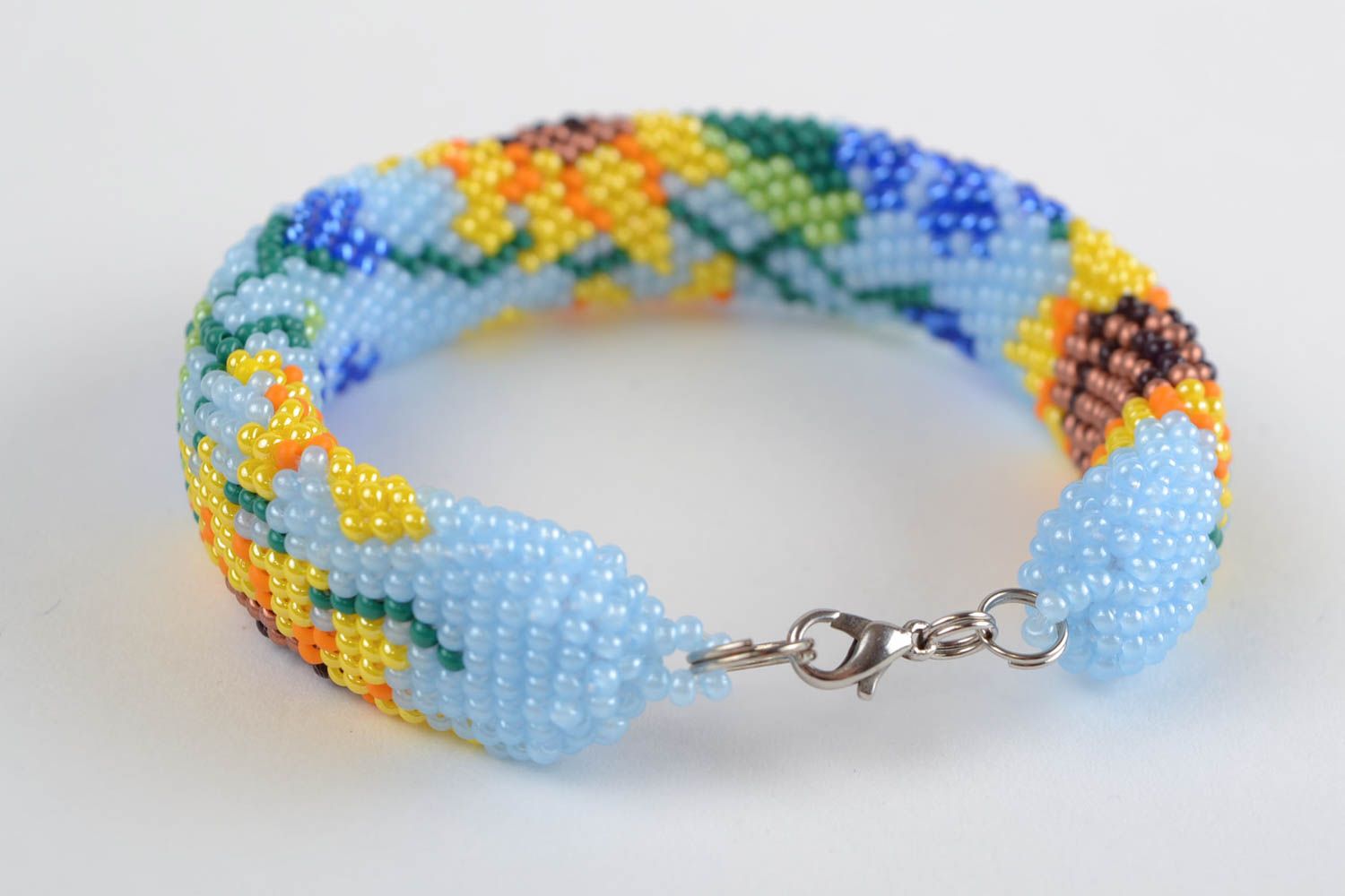 Beaded cord bracelet handmade accessory with beads seed beads designer jewelry  photo 5