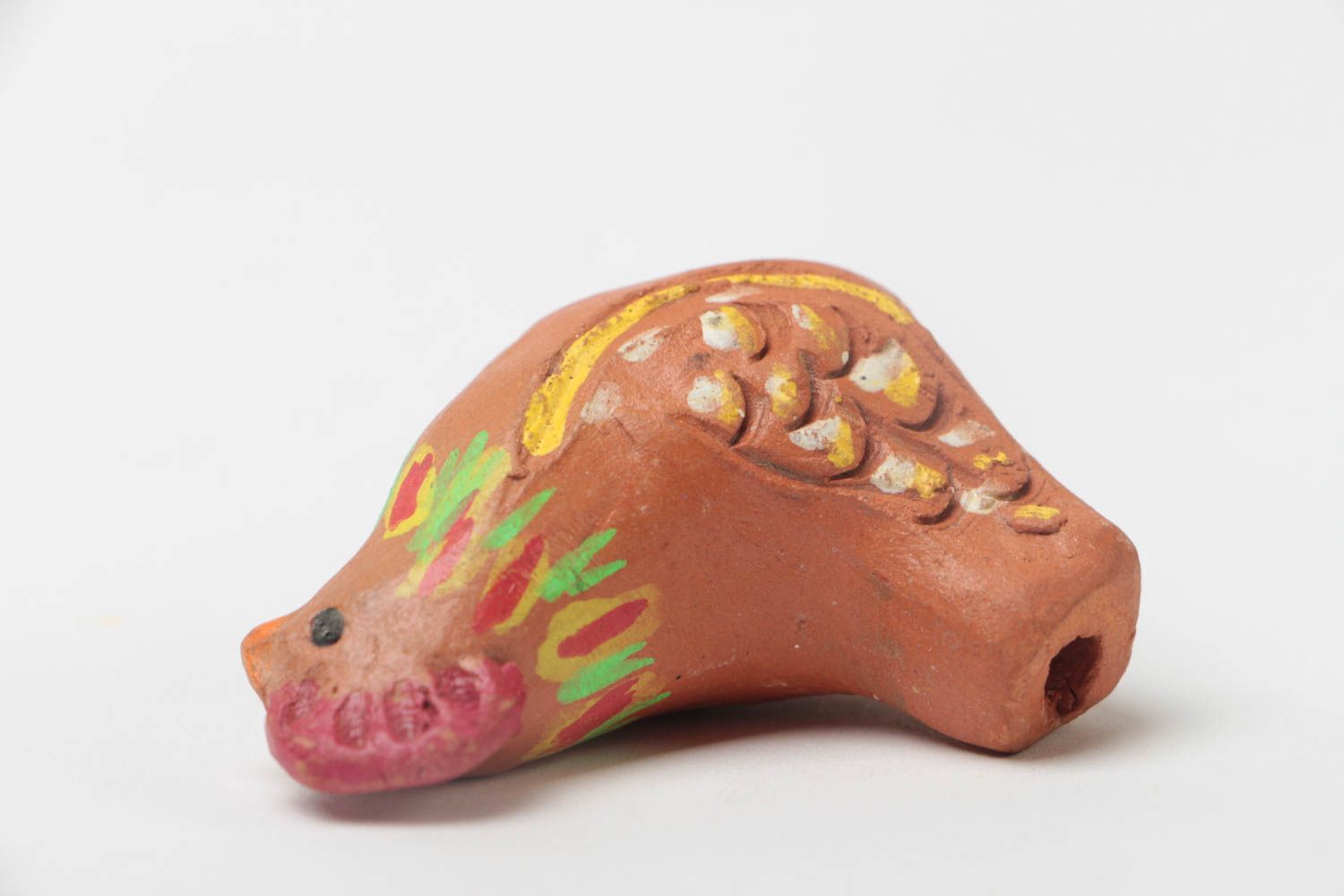 Игрушка из глины ручной работы свистулька с росписью для детей красивая фото 4