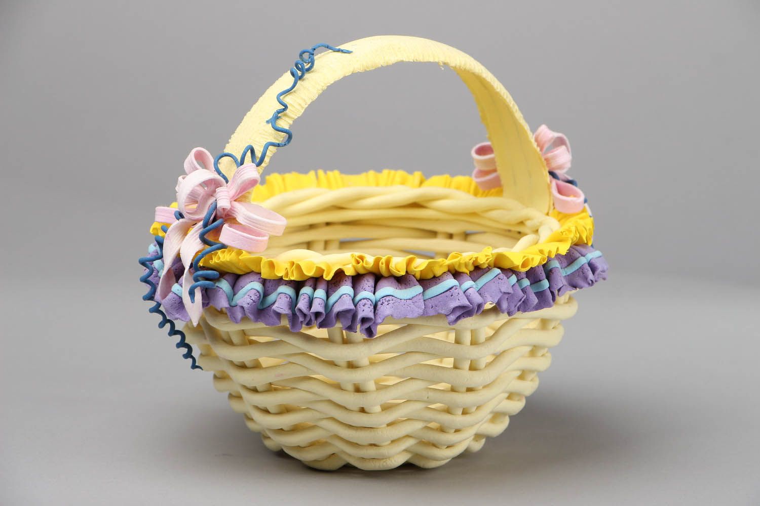 Decorative basket made of polymer clay photo 2