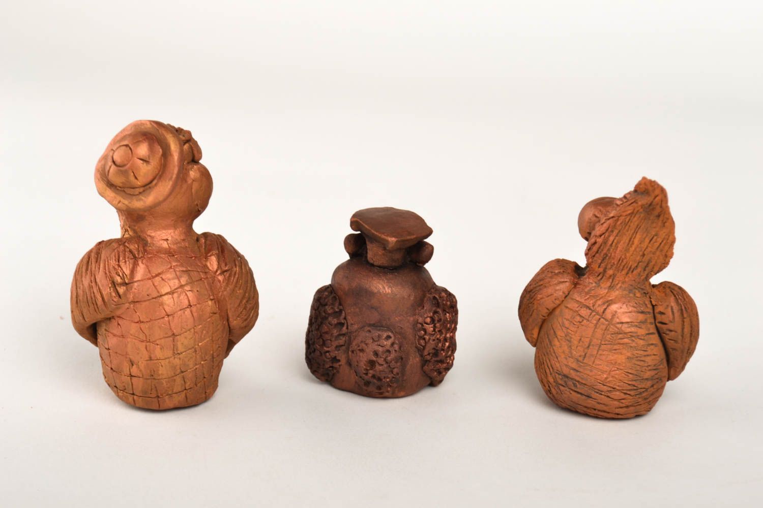 Handmade figurine set of 3 items clay figurine gift ideas decorative use only photo 2