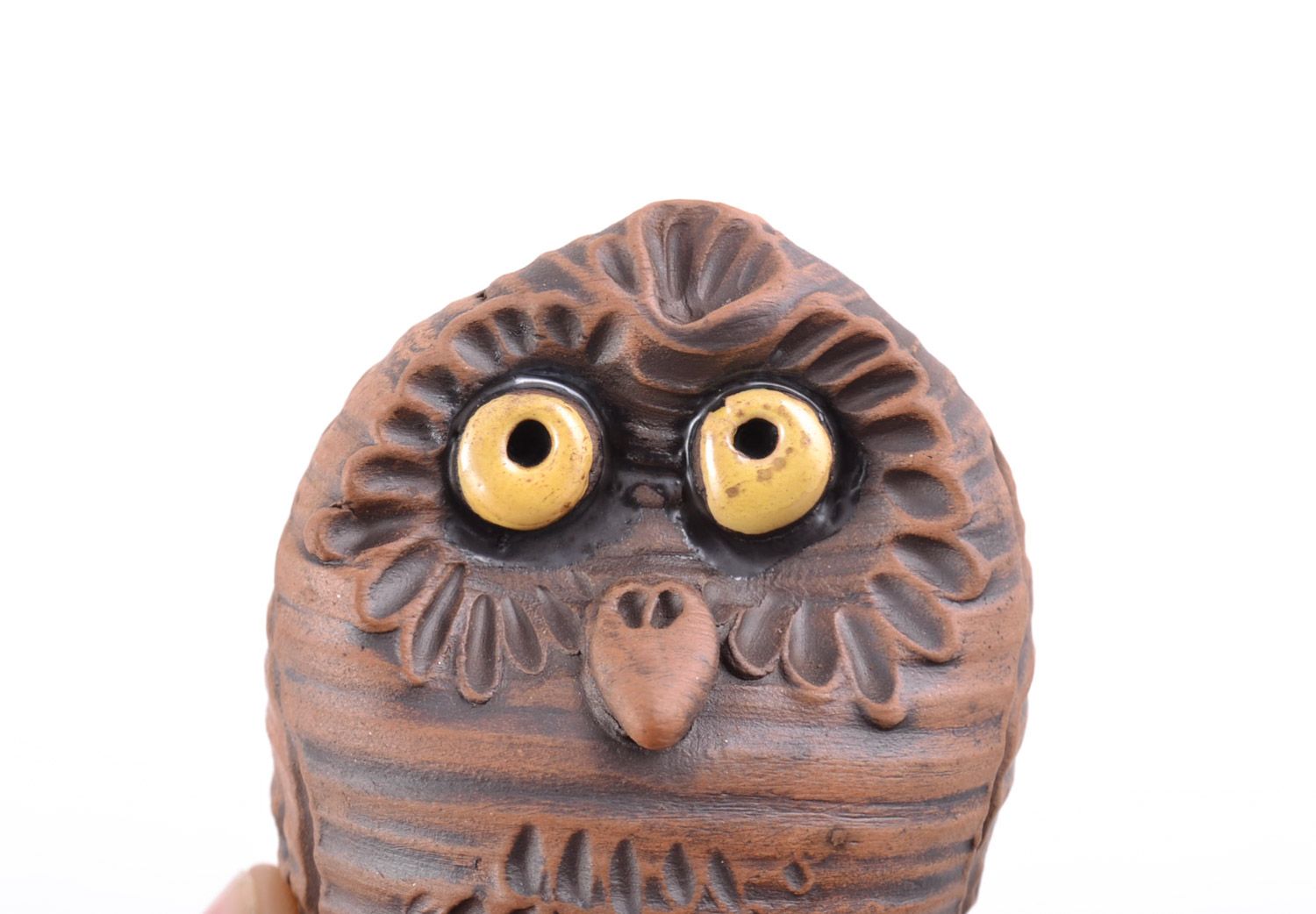 Unusual handmade ceramic statuette kilned with milk Owl photo 2