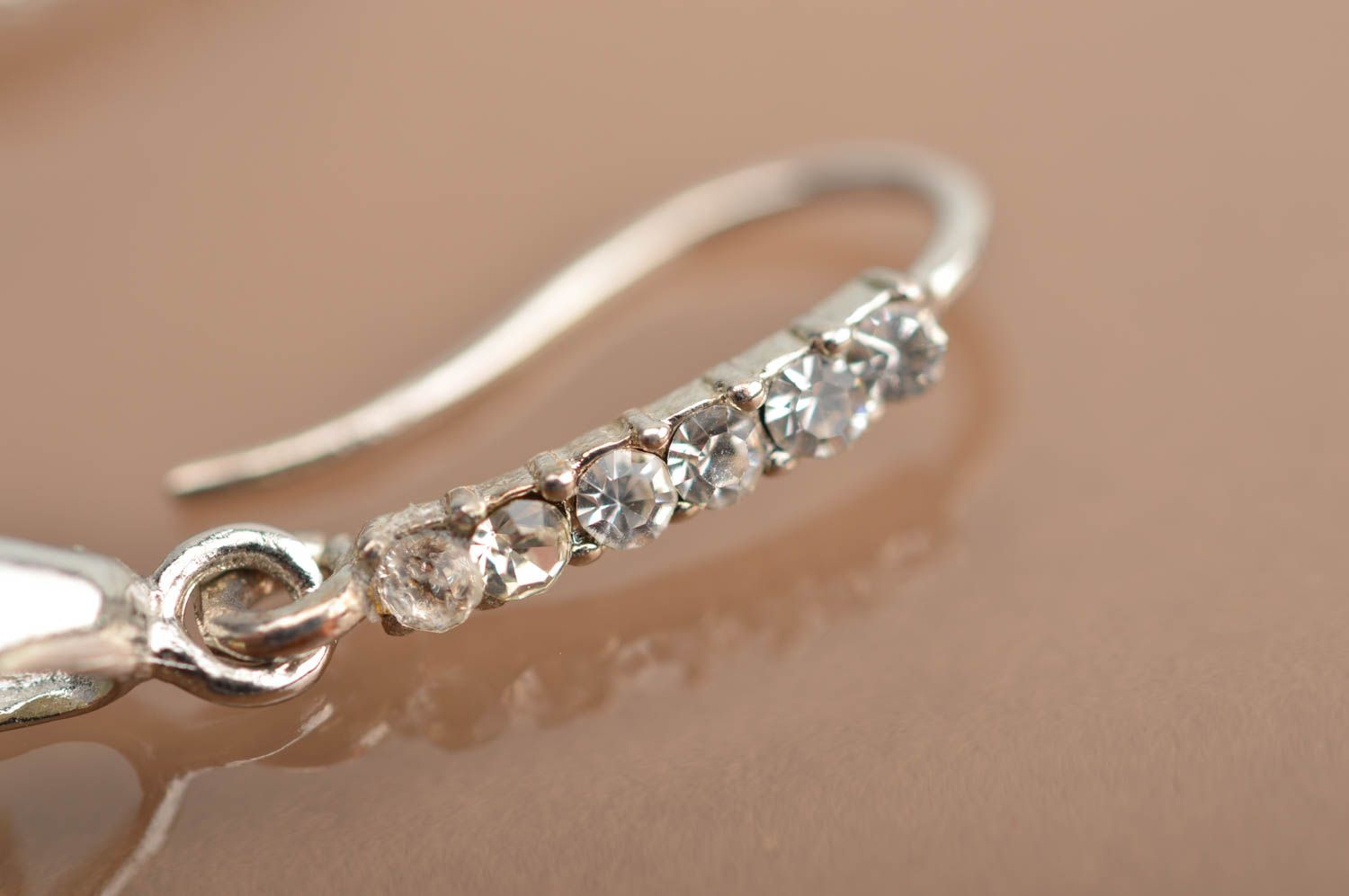 Handmade jewelry Austrian crystals earrings  teardrop - shaped accessories photo 4