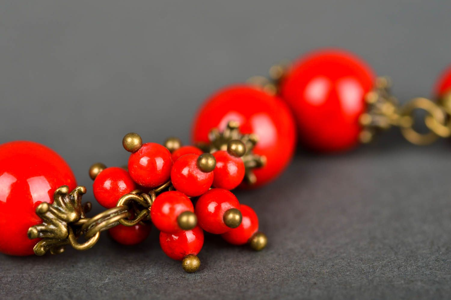 Handmade red elegant necklace unusual stylish necklace female accessory photo 5