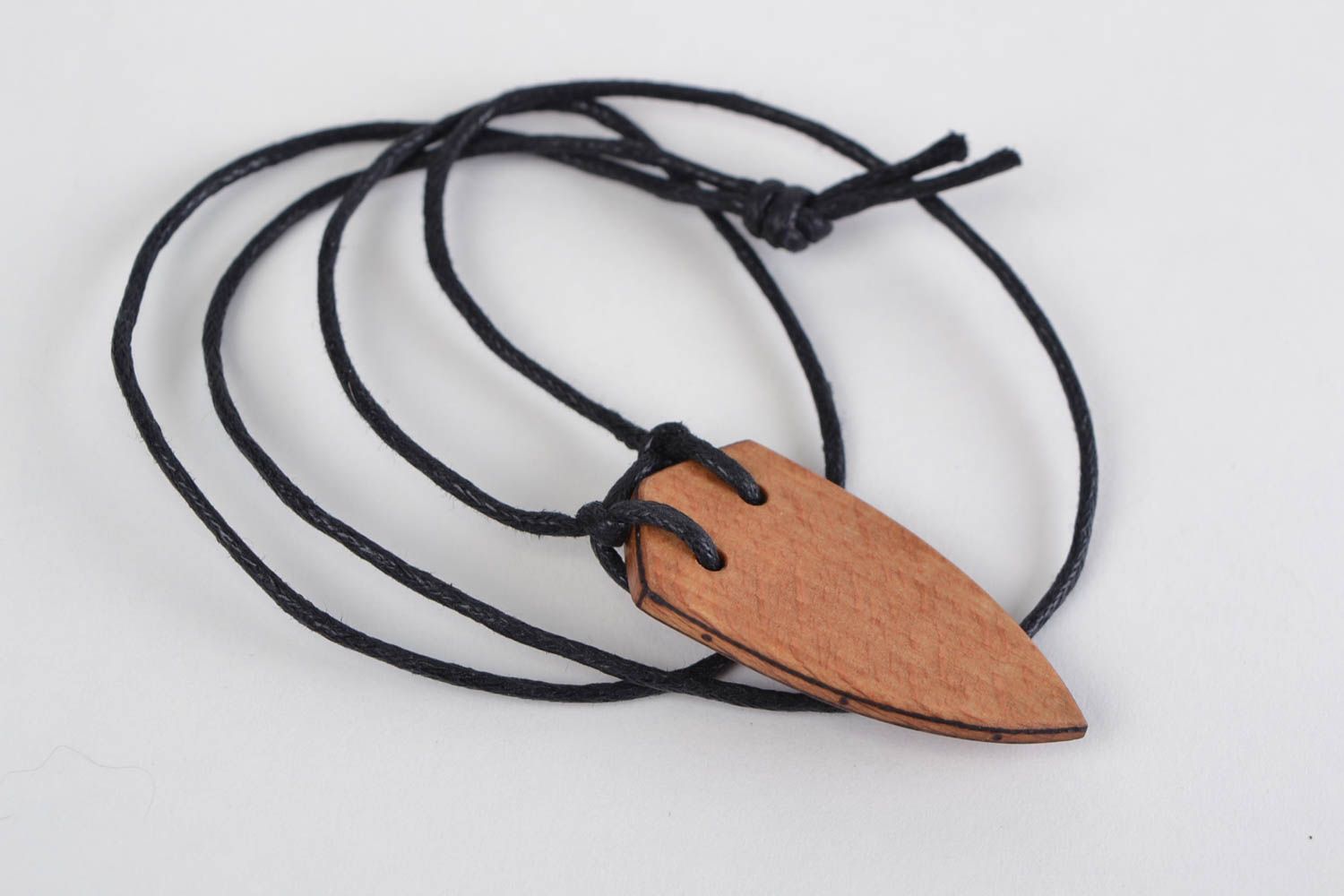 Beautiful designer handmade shield shaped wooden neck pendant with pyrography photo 5