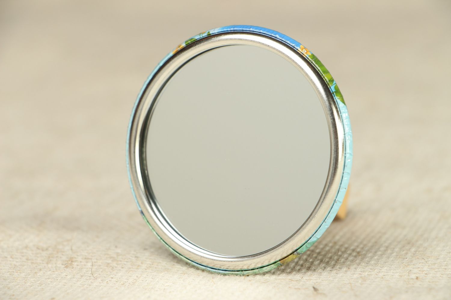 Miroir de poche fait main accessoire bleu pour fille avec impression photo photo 5