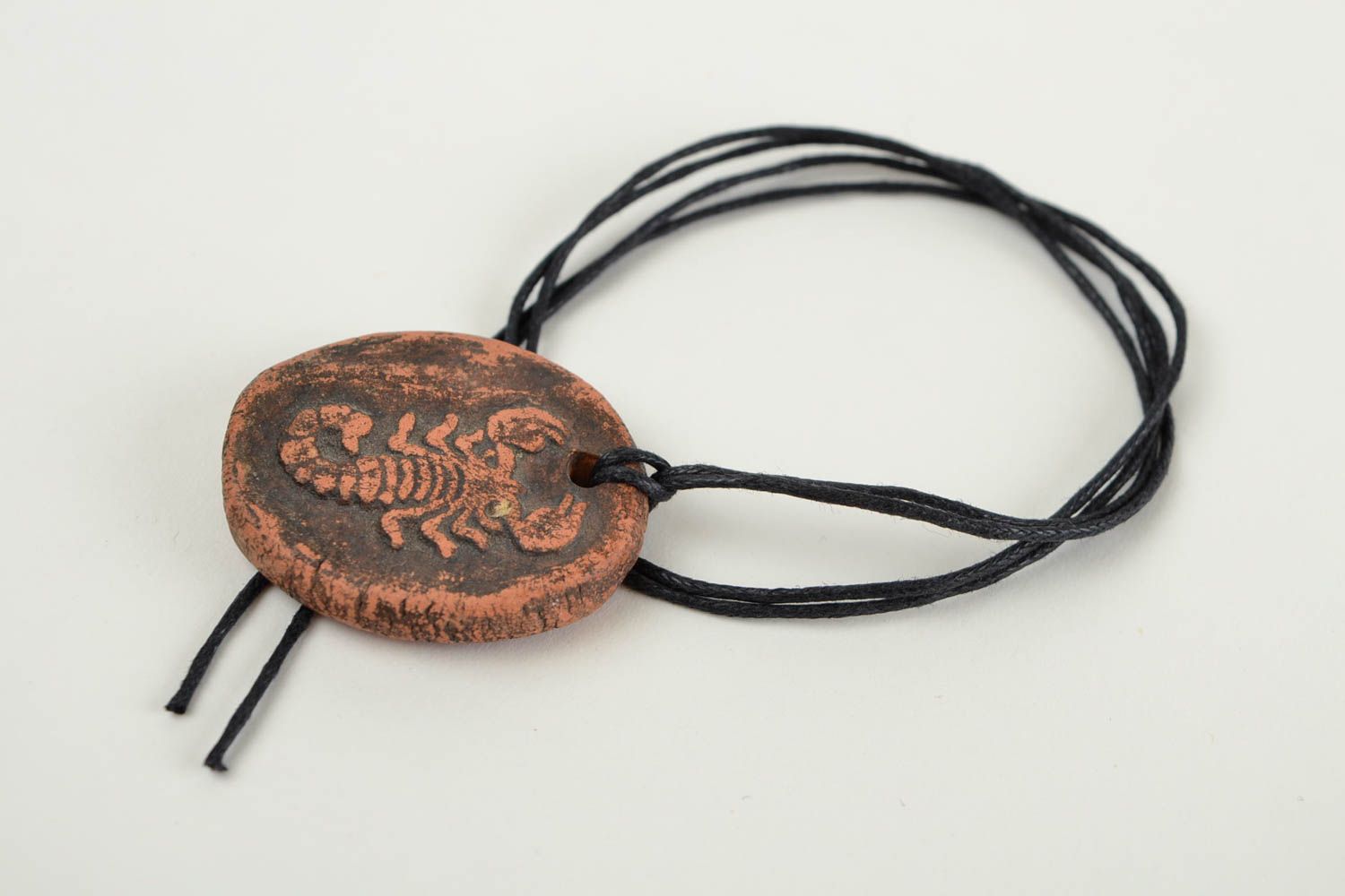 Unusual handmade ceramic pendant for men clay pendant small gifts pottery works photo 3