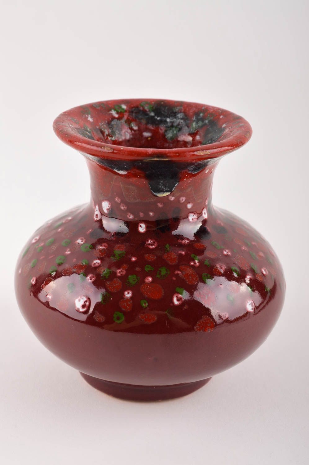 Ваза для декора ручной работы красивая ваза глиняная бордовая декор для дома фото 2