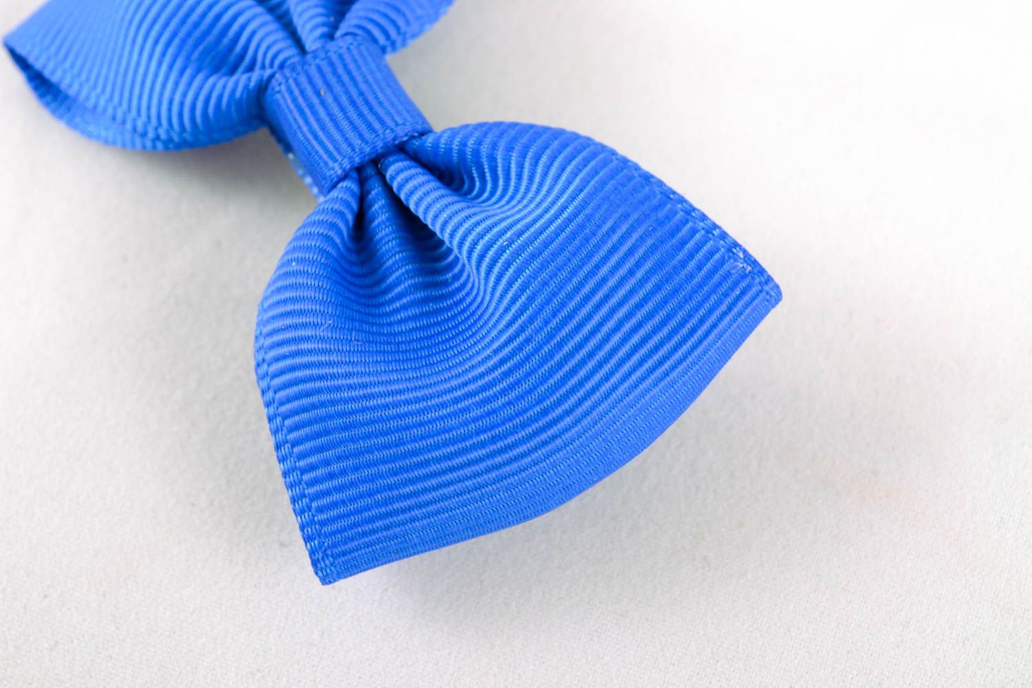Украшение ручной работы заколка бантик синяя аксессуар для волос красивый фото 3