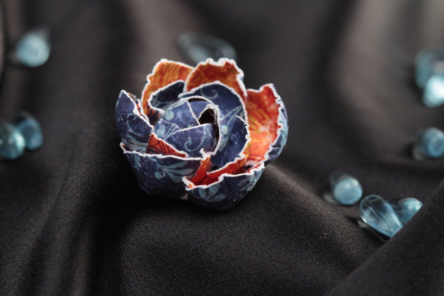 Fleur bleue artificielle en papier pour scrapbooking petite faite main originale photo 1