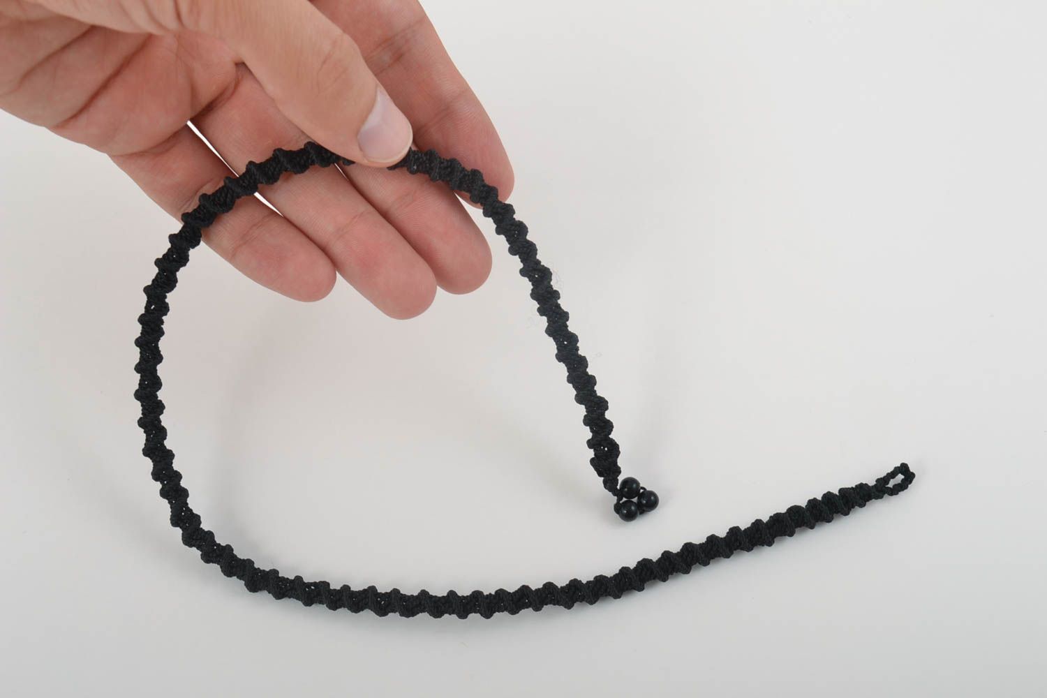 Collier macramé Bijou fait main noir en fils synthétiques Cadeau pour femme photo 5
