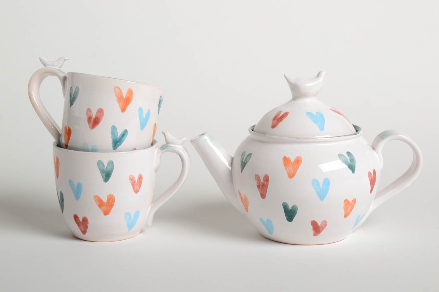 Geschirr Set handmade Keramik Tassen Teetassen mit Kanne Tee Tassen 2 St 200 ml foto 5