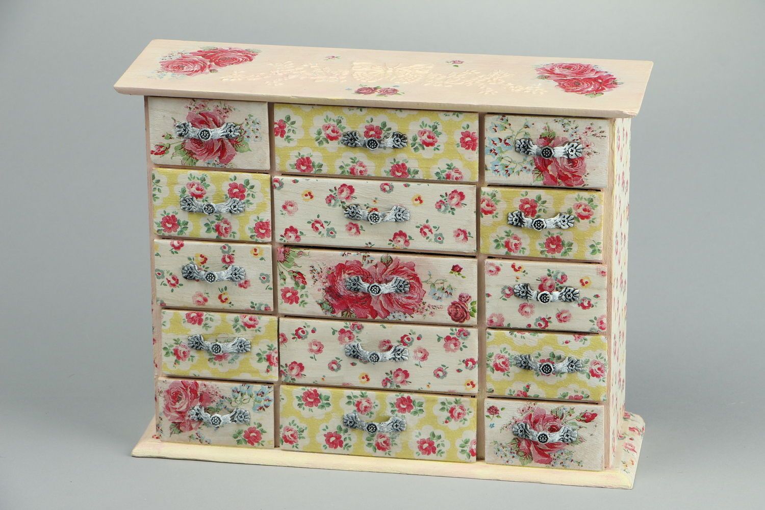 Caja de joyas de madera minicajonera de 15 cajones foto 2