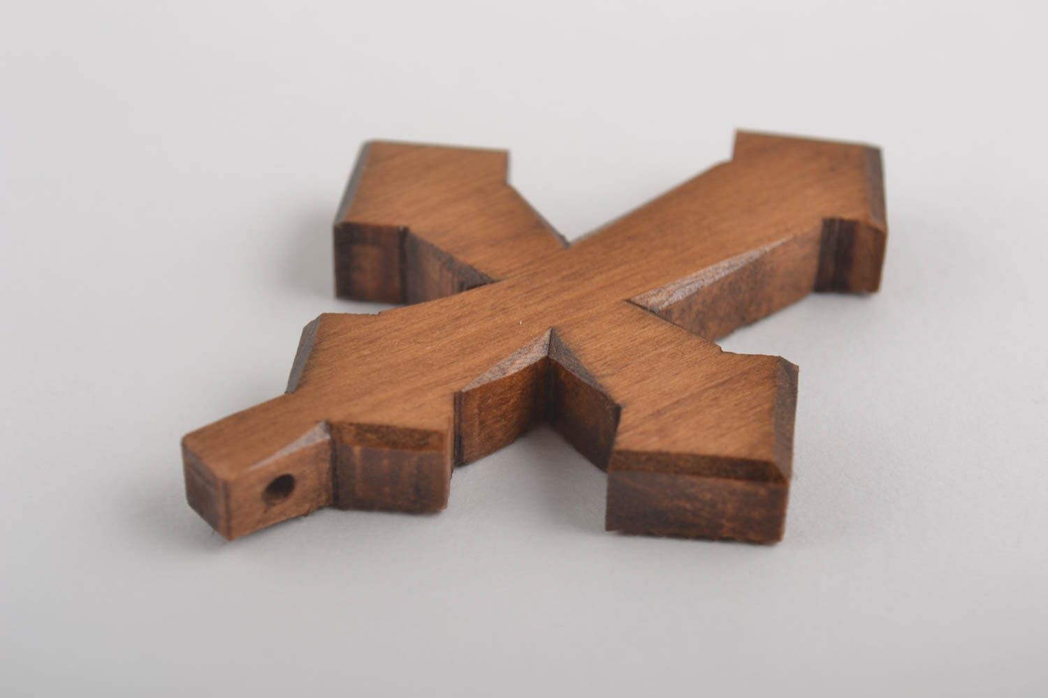 Croce di legno fatta a mano crocetta intagliata originale in legno bella
 foto 3