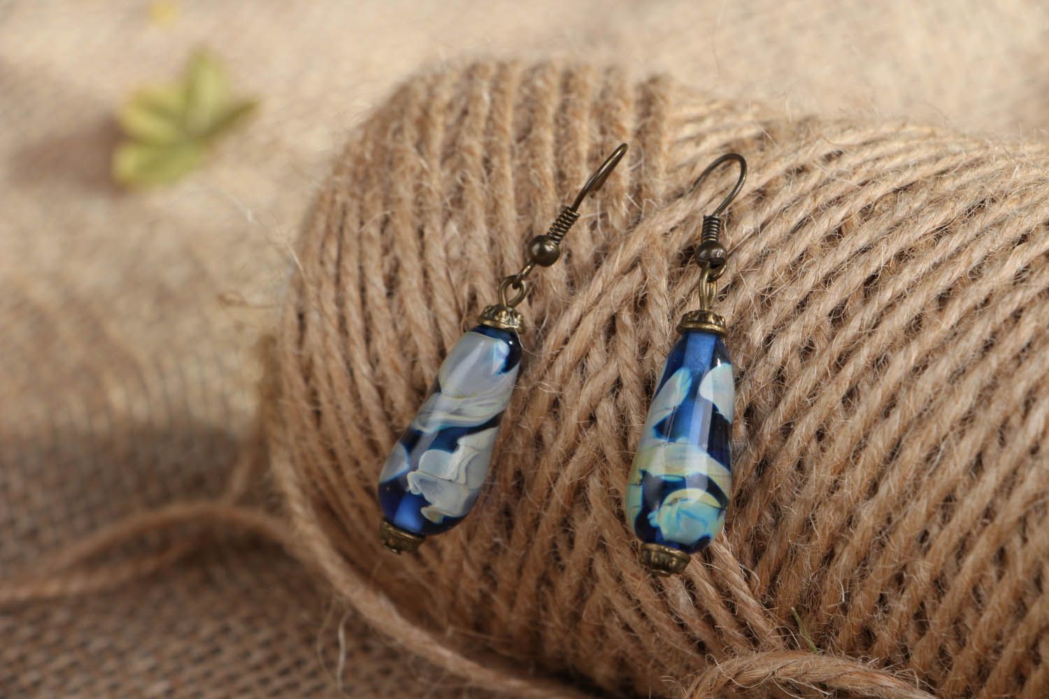 Long glass earrings Brooding clouds in the Night Sky photo 3