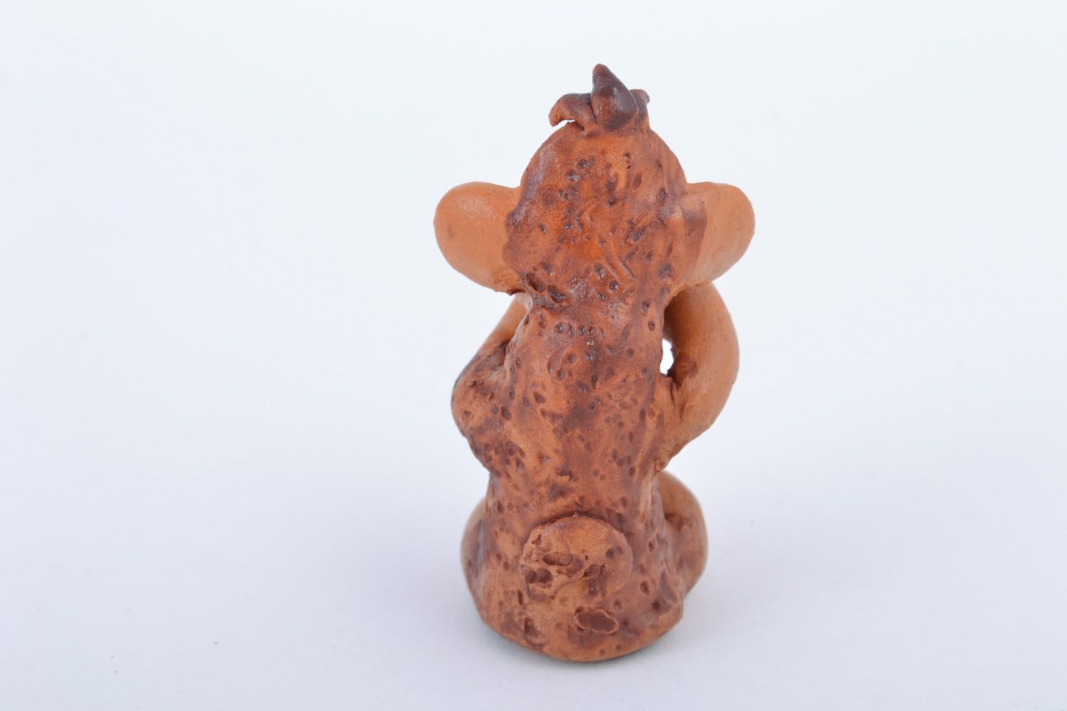 Petite figurine décorative Singe originale brune en argile faite à la main photo 5