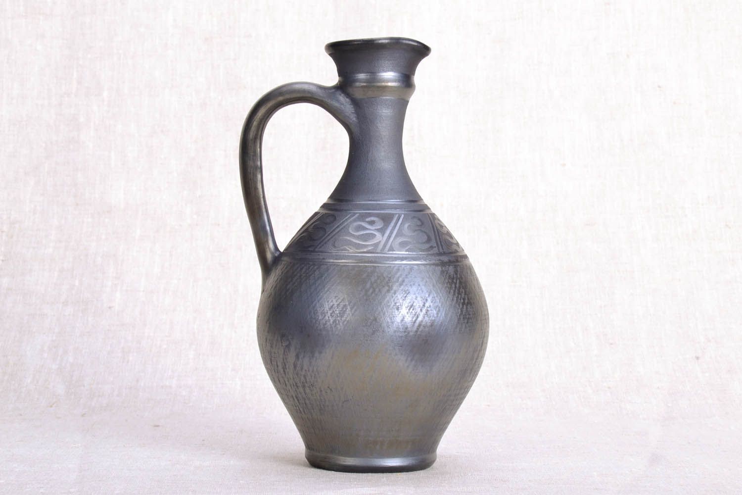 Black clay classic wine 30 oz decanter in Greek style 9,5, 1,19 lb photo 2