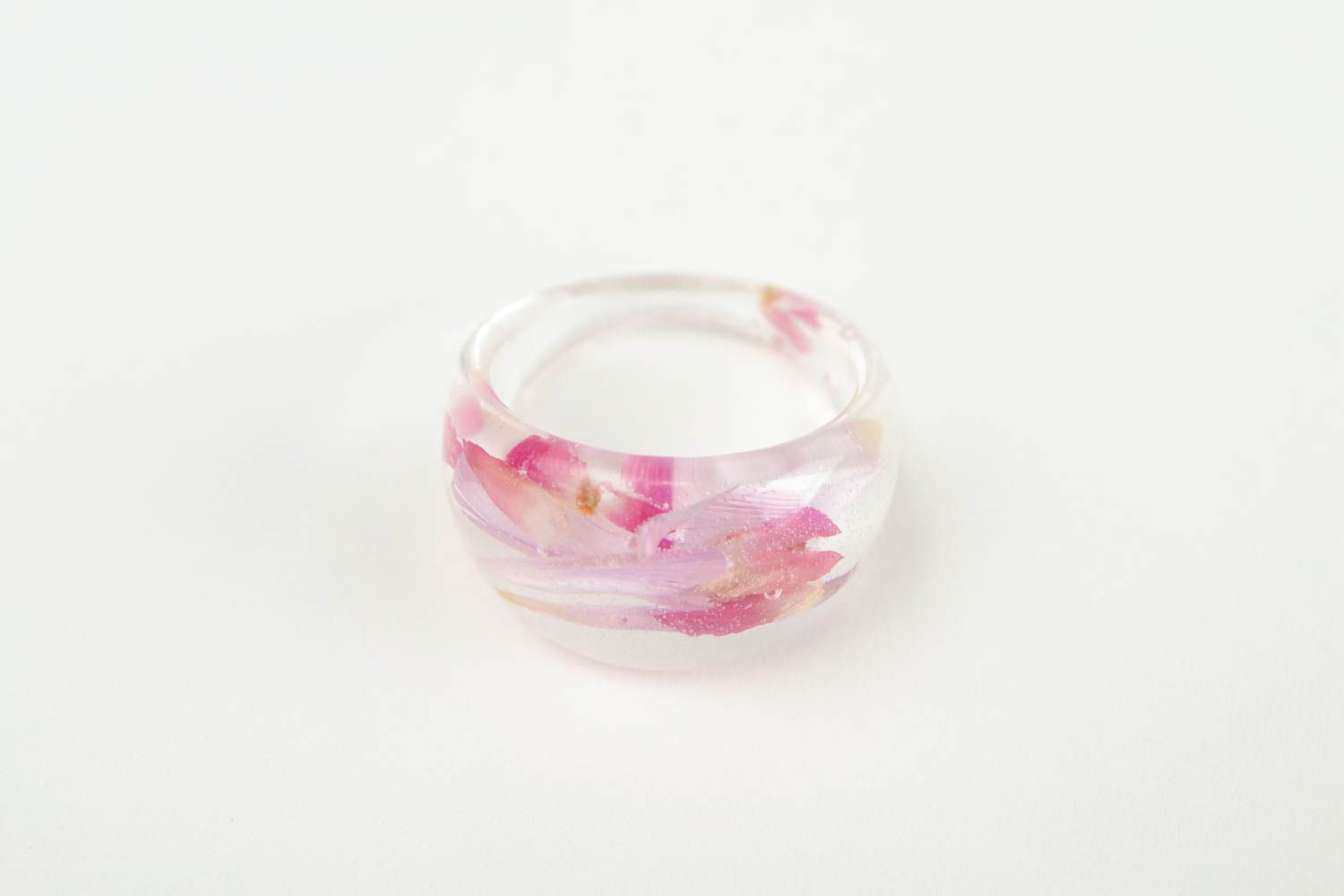 Кольцо ручной работы модное кольцо розовое нежное кольцо с цветами прозрачное фото 3