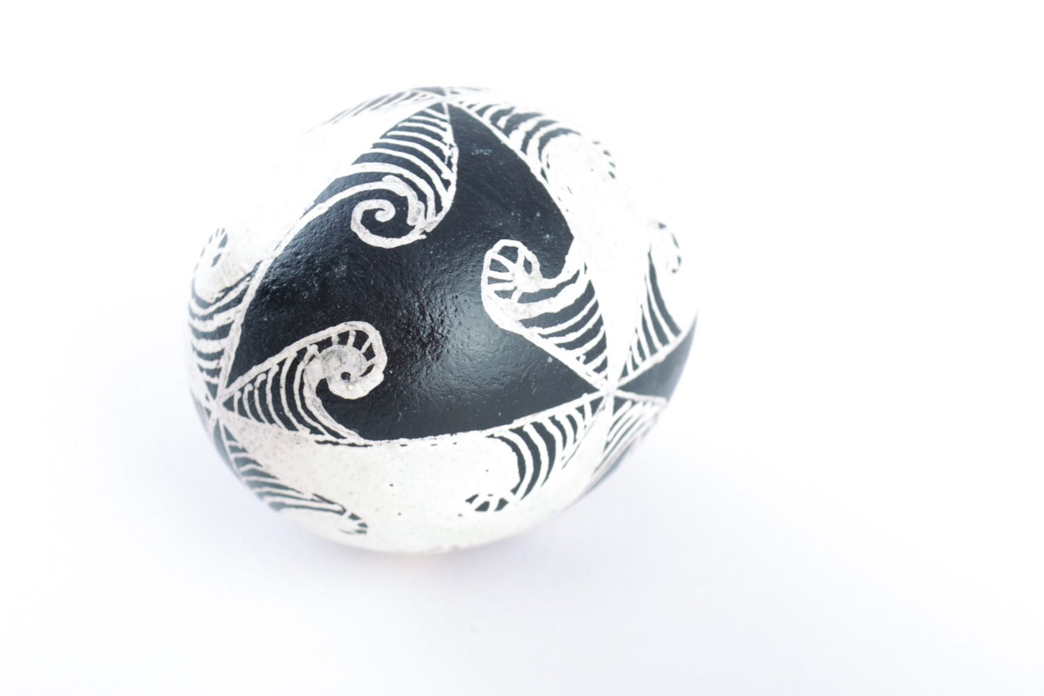 Beautiful handmade painted Easter egg for home decor Black and White photo 4