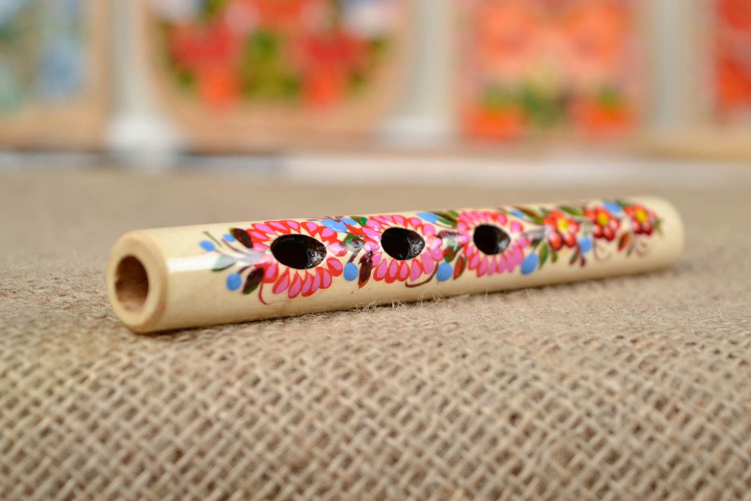 Handmade Blockflöte aus Holz Musikinstrument aus holz Flöte für Kinder bemalt foto 1