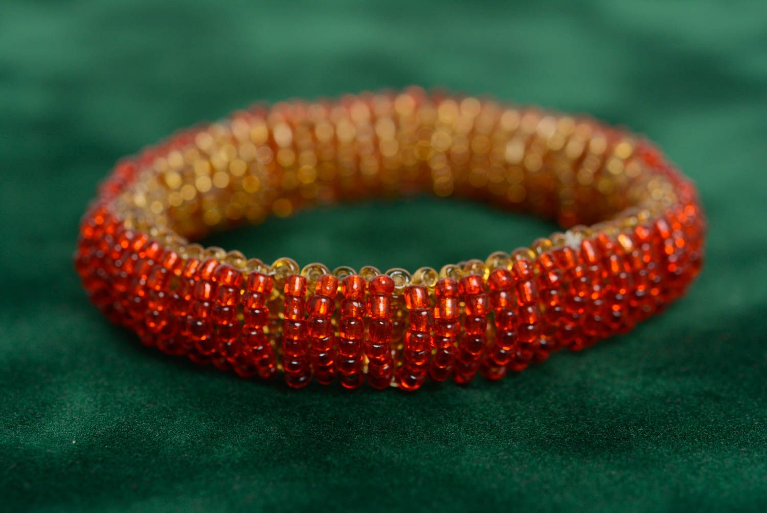 Gold and red beads bracelet on an elastic band for young girls photo 3