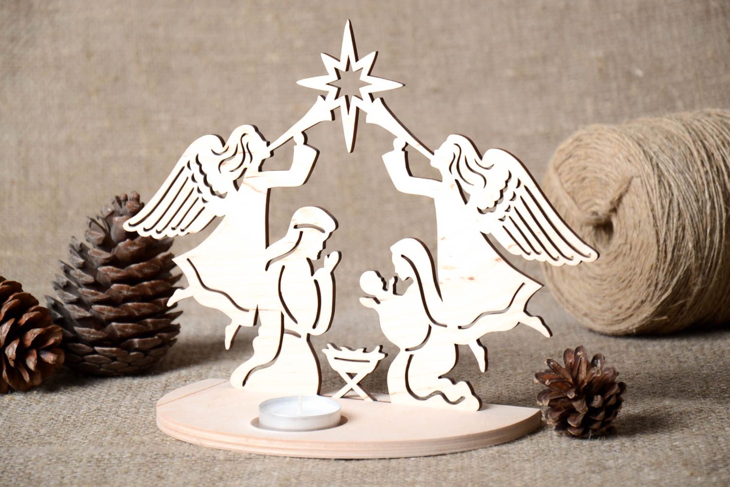 Holz Kerzenhalter handmade Holz Rohling Figur zum Bemalen frohe Weihnachten foto 1