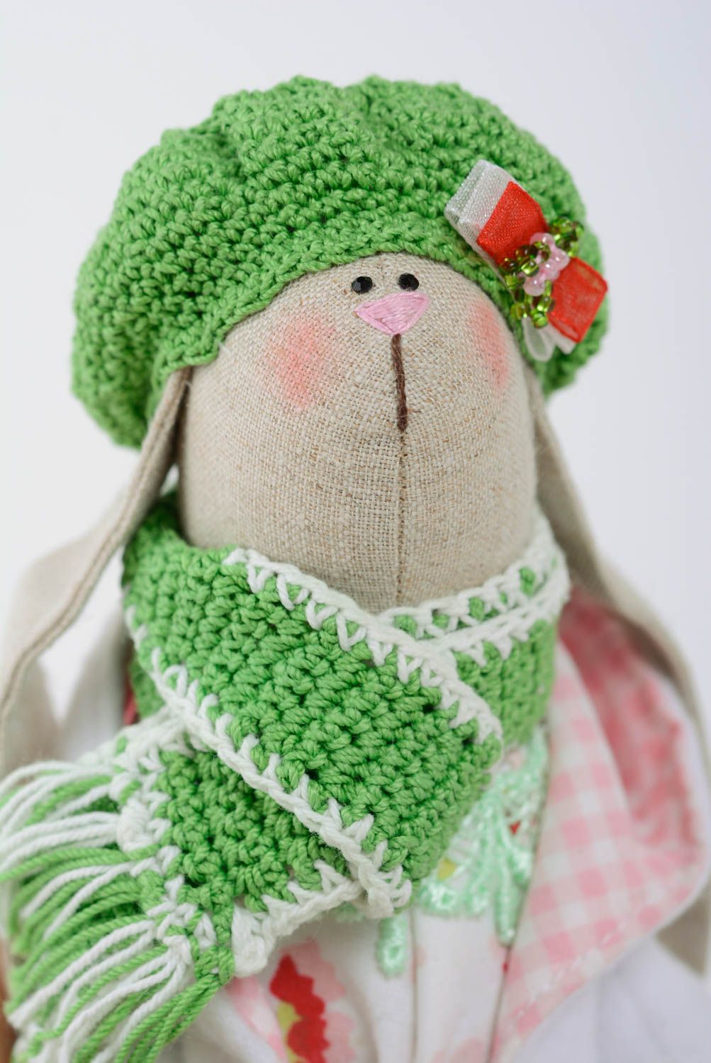 Авторская мягкая кукла заяц с длинными ушами с зайчонком для декора дома хенд мэйд фото 2