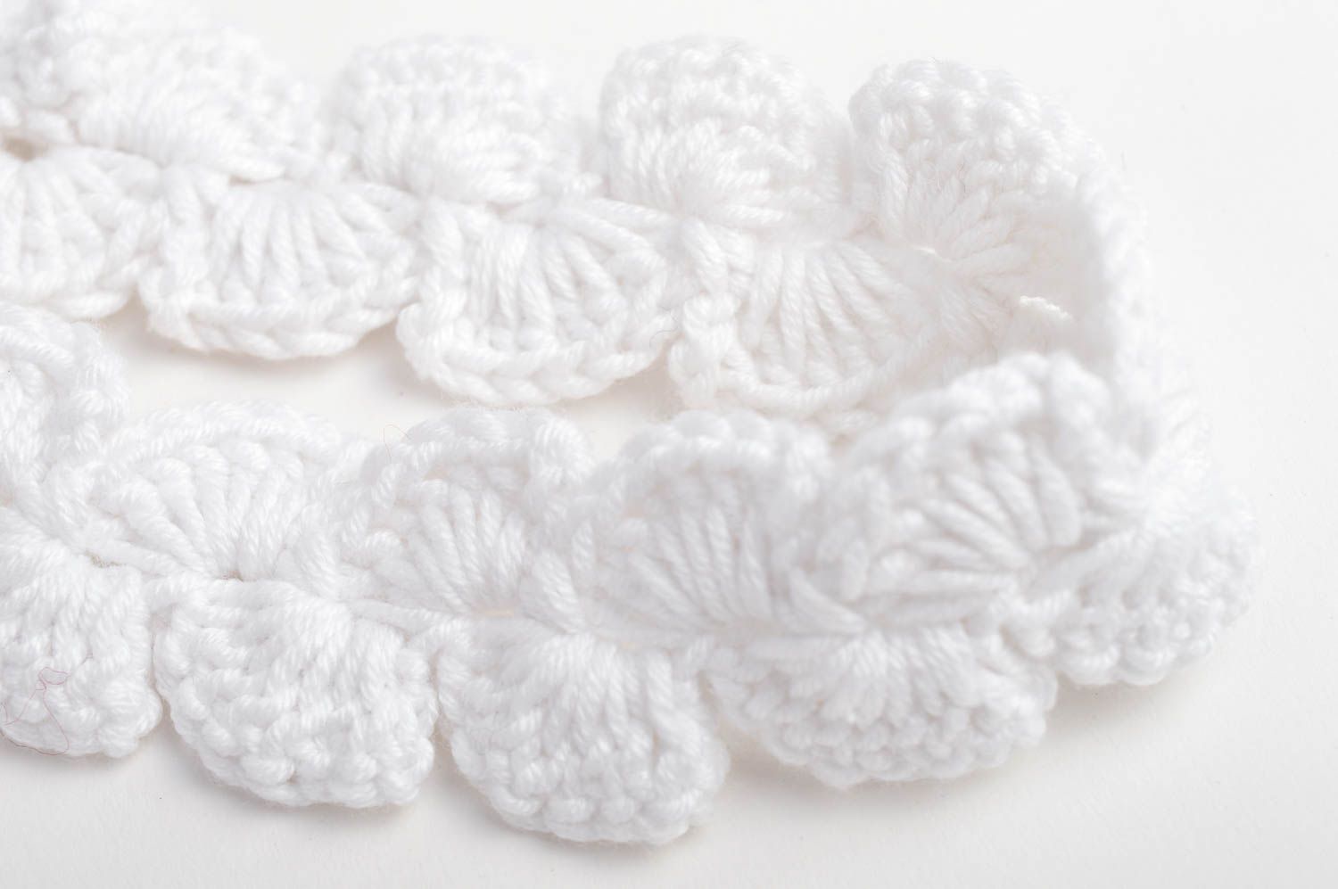 Handmade crocheted headband thin beautiful white headband unusual accessory photo 5