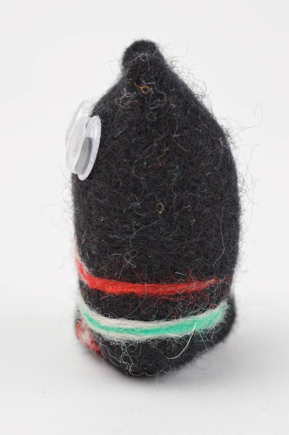 Игрушка ручной работы игрушка из валяной шерсти игрушка котик черный с полосами фото 3