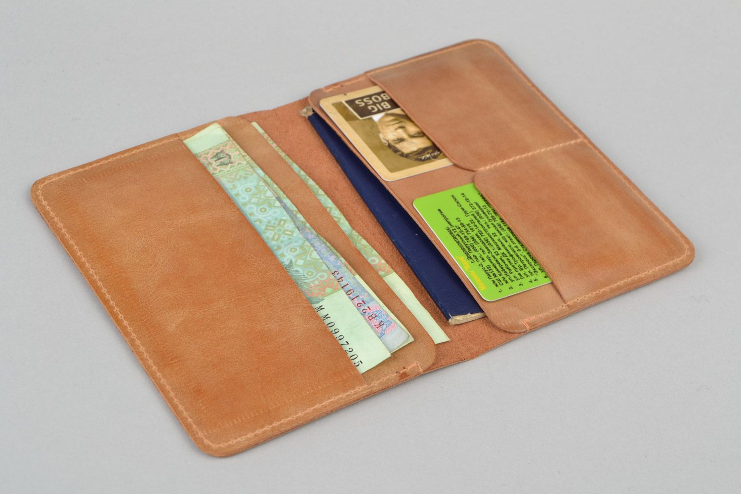 Funda para pasaporte y otros documentos con bolsillos estilosa artesanal foto 3