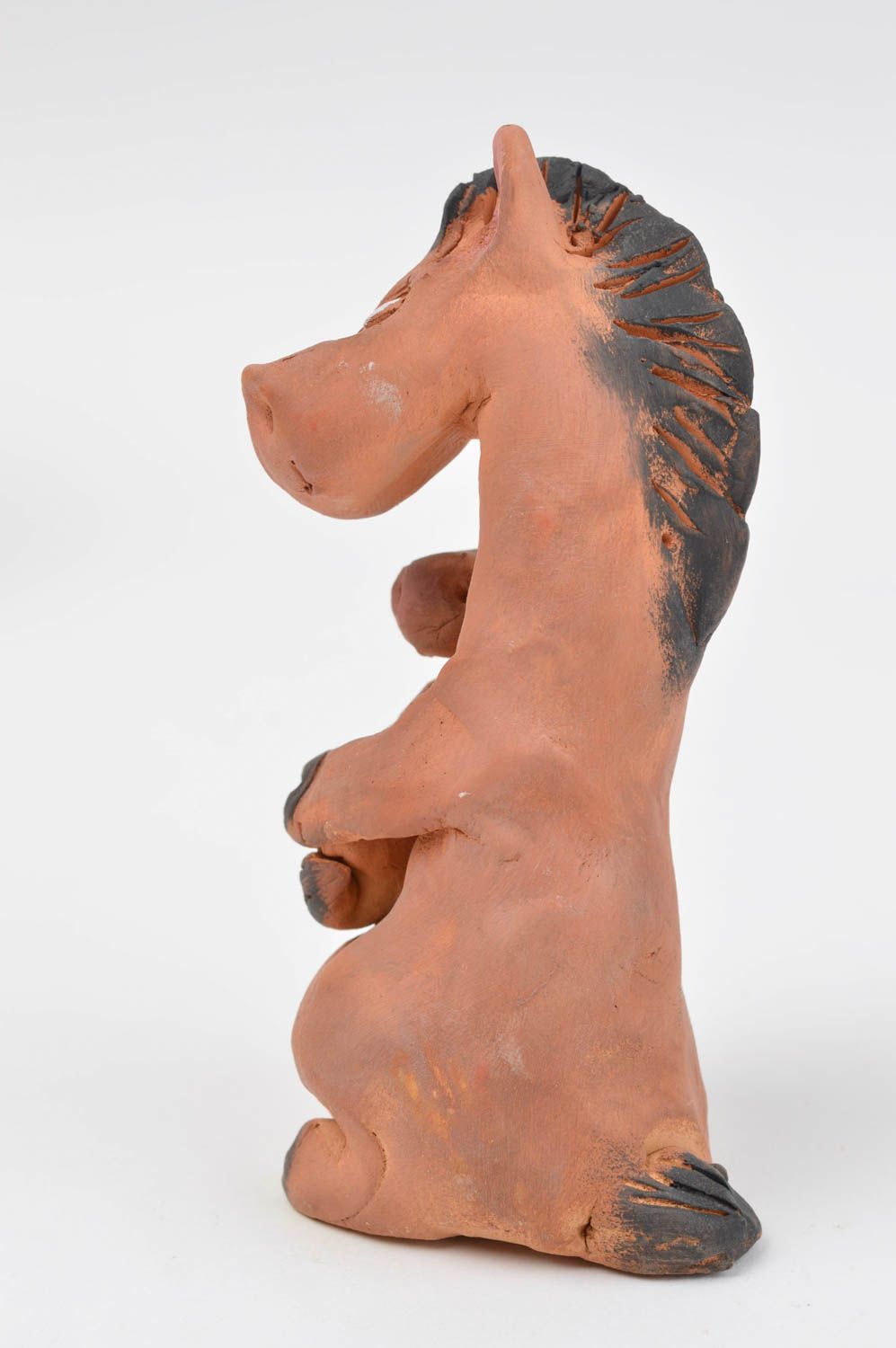 Handmade beautiful ceramic statuette unusual stylish figurine horse souvenir photo 4