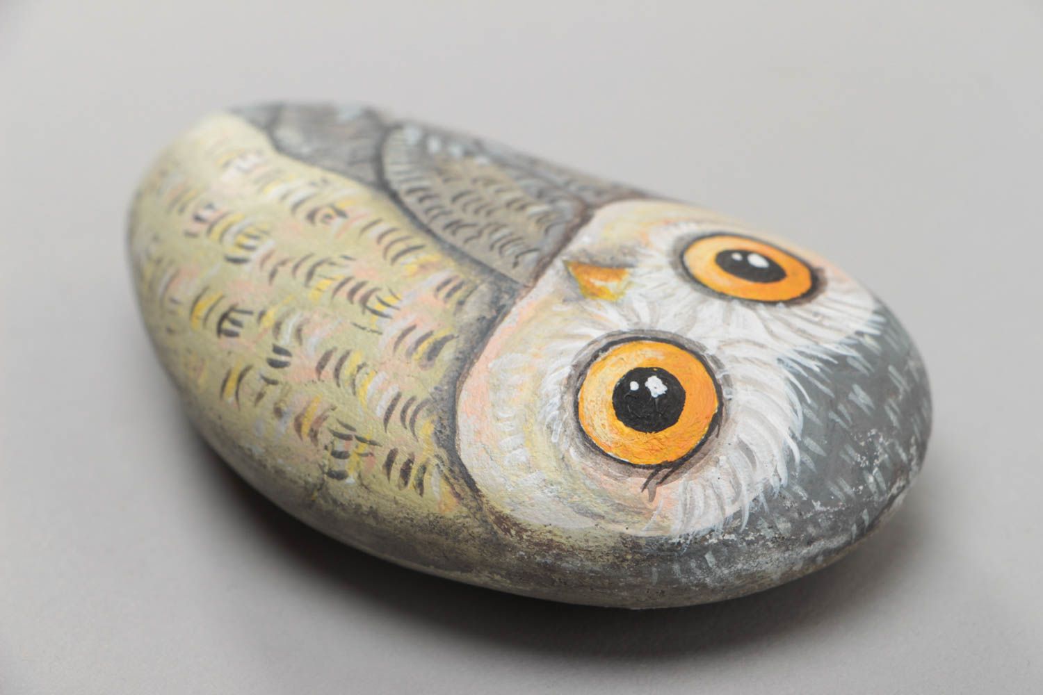 Künstlerischer Deko Stein mit Bemalung Eule zum Geschenk handmade foto 3