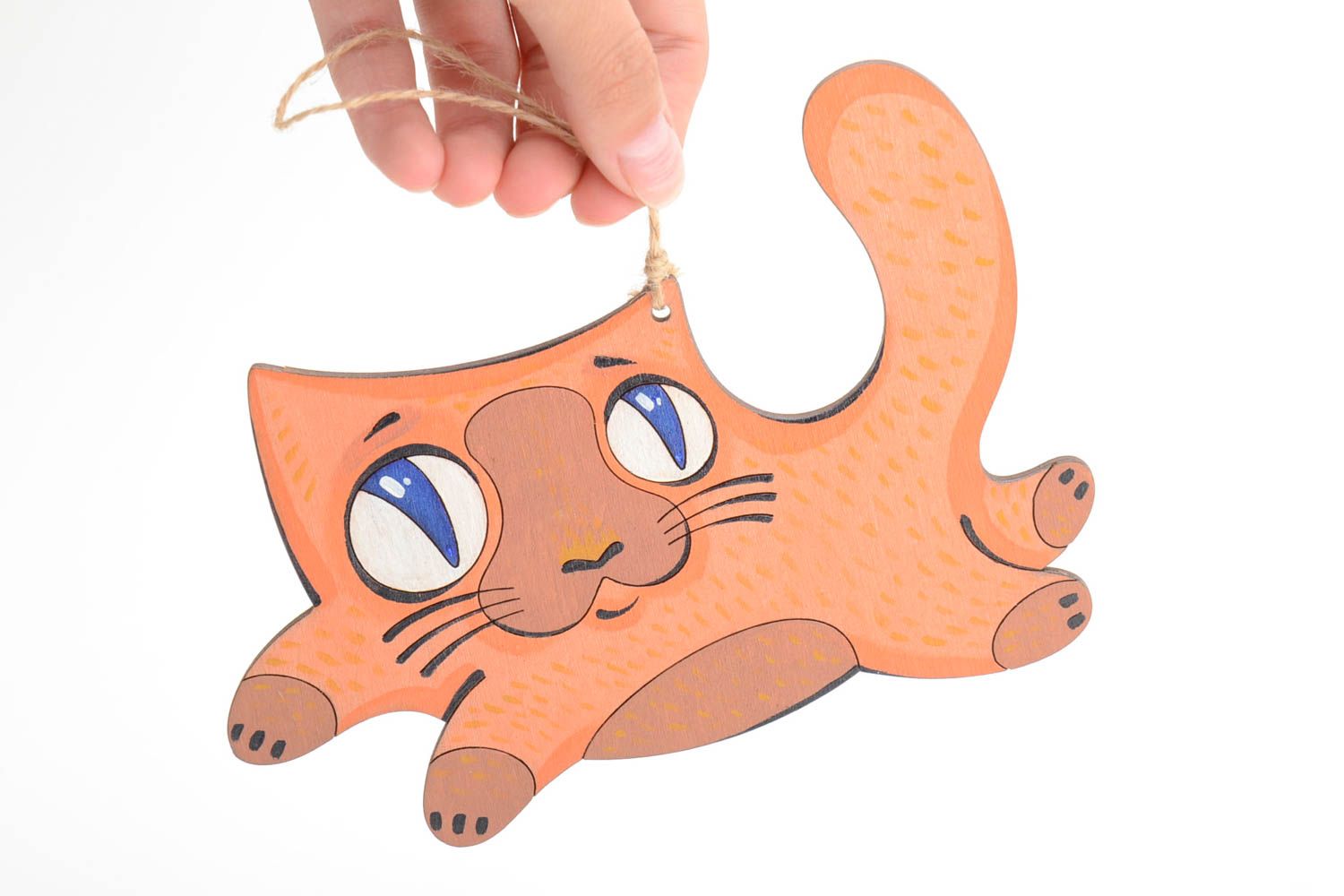 Décoration à suspendre chat faite main jolie pratique peinte d'acrylique photo 5