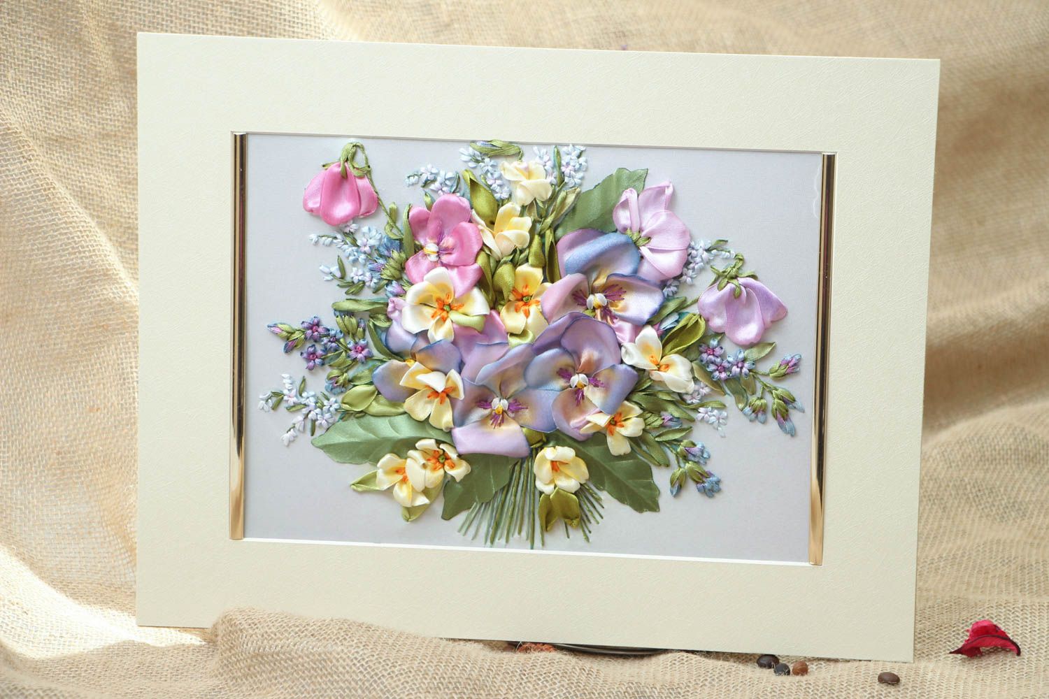 Cuadro artesanal con flores foto 4