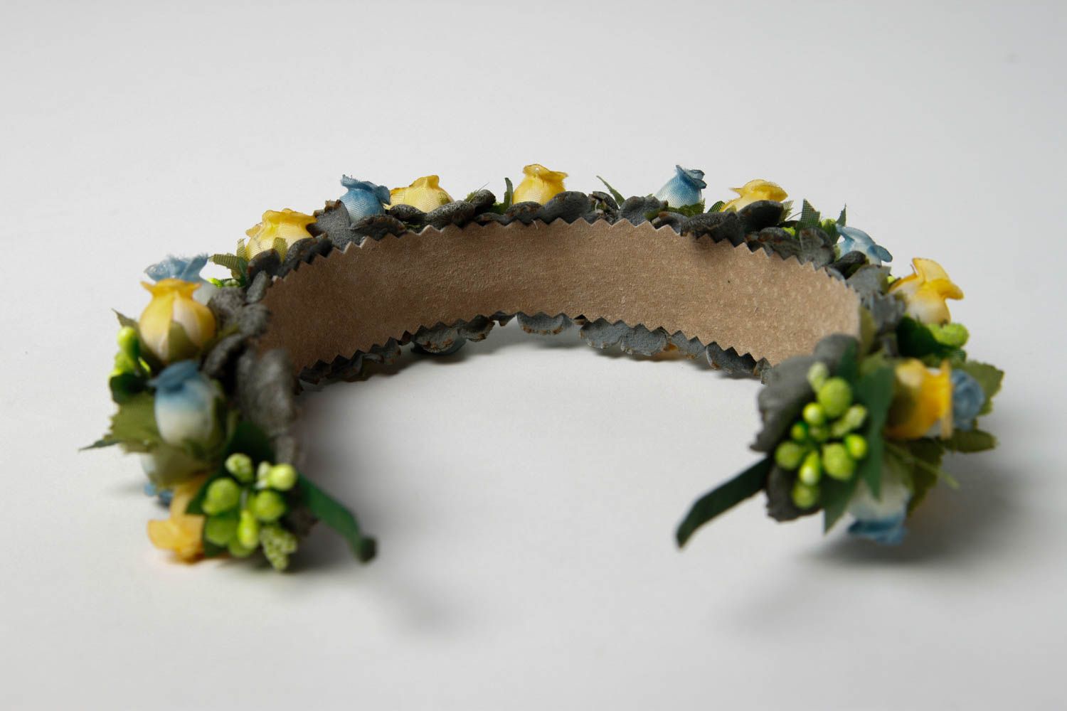 Unusual handmade leather headband flowers in hair fashion accessories for girls photo 5