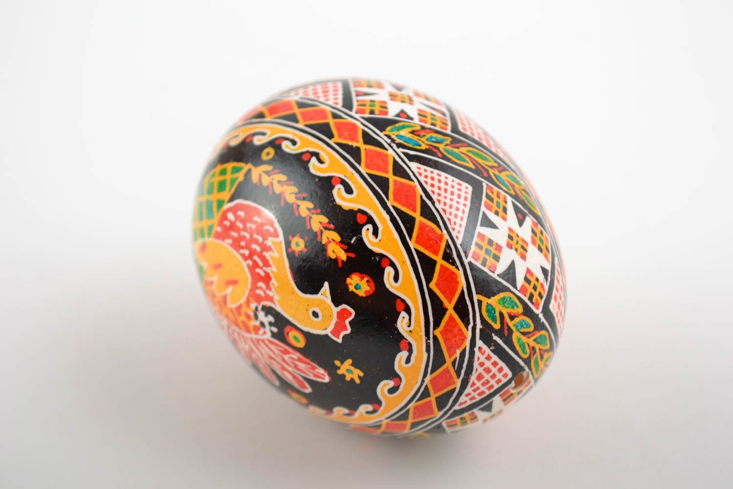 Beautiful handmade painted Easter egg with chicken and other symbols  photo 3