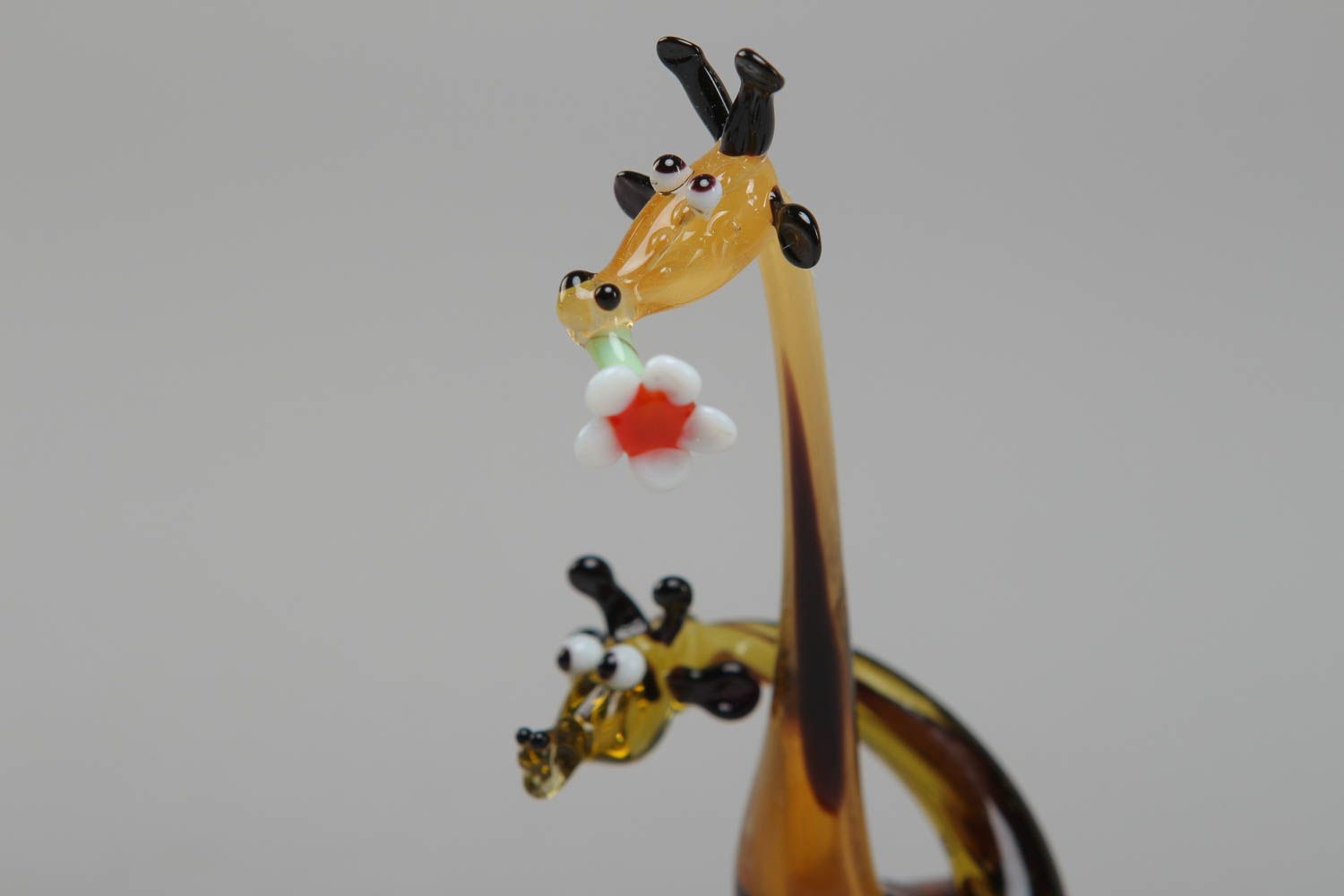 Figurines miniatures en verre au chalumeau décoratives faites main Girafes photo 2
