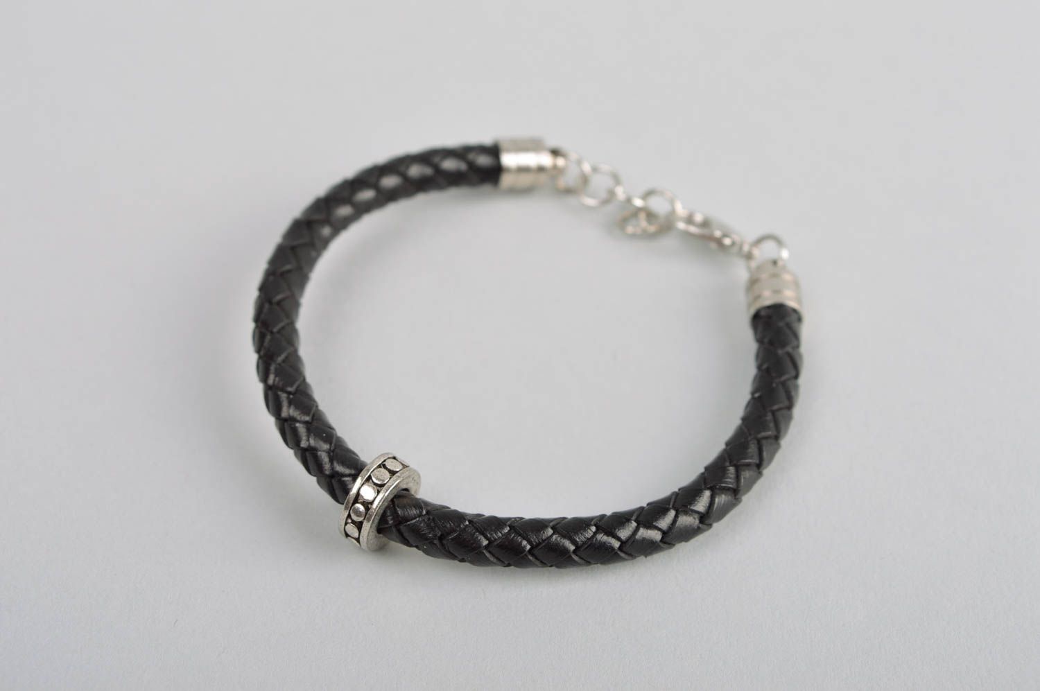 Bracelet tressé cuir naturel Bijoux fait main Cadeau femme noir style casual photo 2