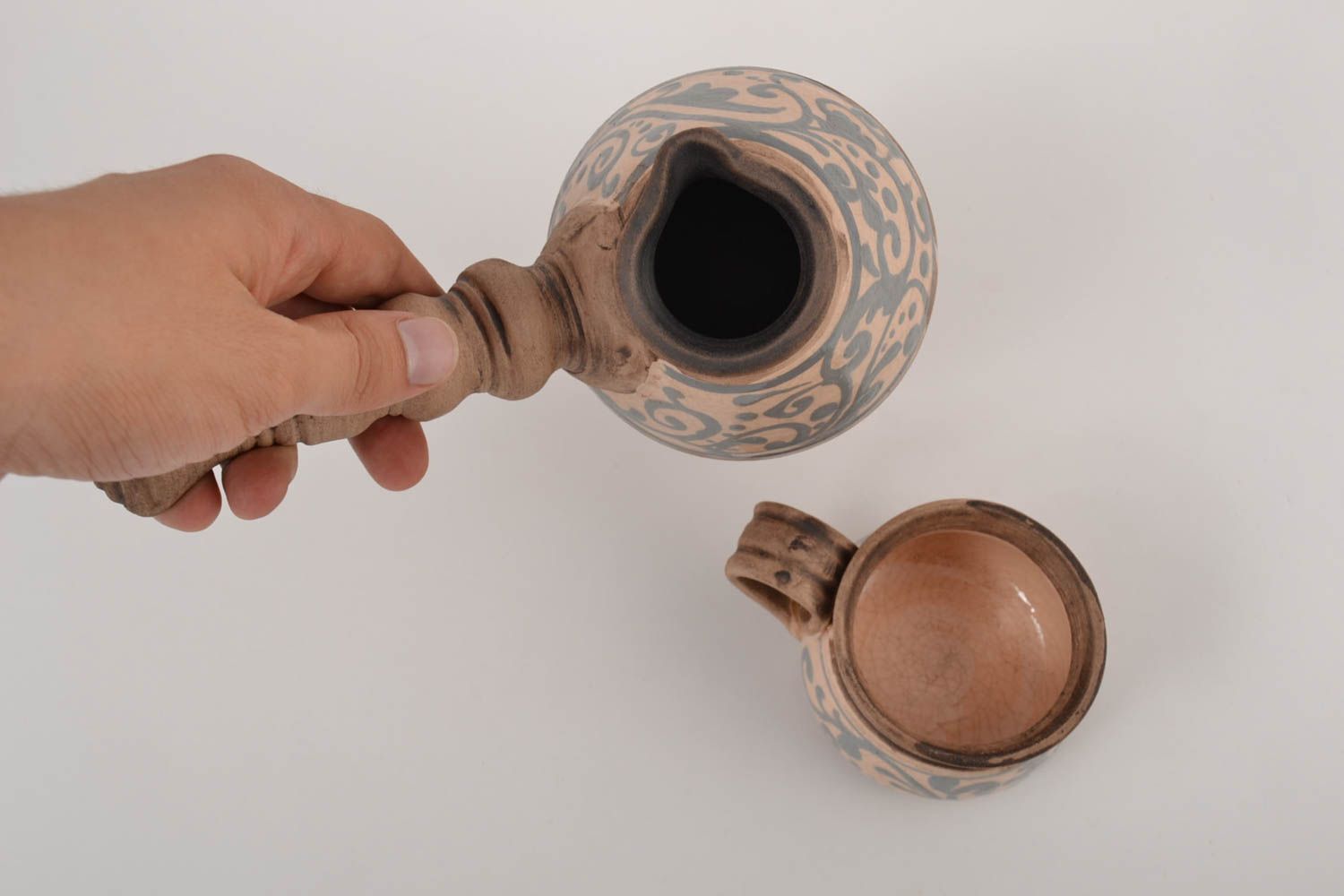 Кофейный набор ручной работы с узорами кофейная чашка турка для кофе 100 300 мл фото 2
